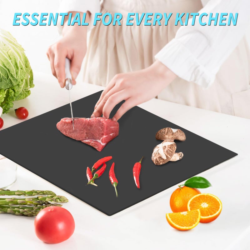 VASUHOME Glass Cutting Board, 16 * 12 inch Set of 1 Tempered Glass Cutting Board, Decorative Square Place Mat for Kitchen, Scratch, Heat, Shatter Resistant Cutting Mat, Silk Screen Black - Image 4
